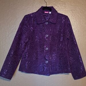 Purple Floral Brocade Jacket Size Small